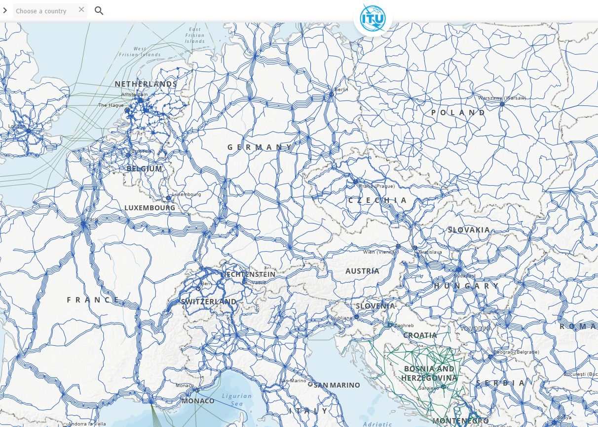 ITU Karte der europäischen Backbone-Infrastruktur